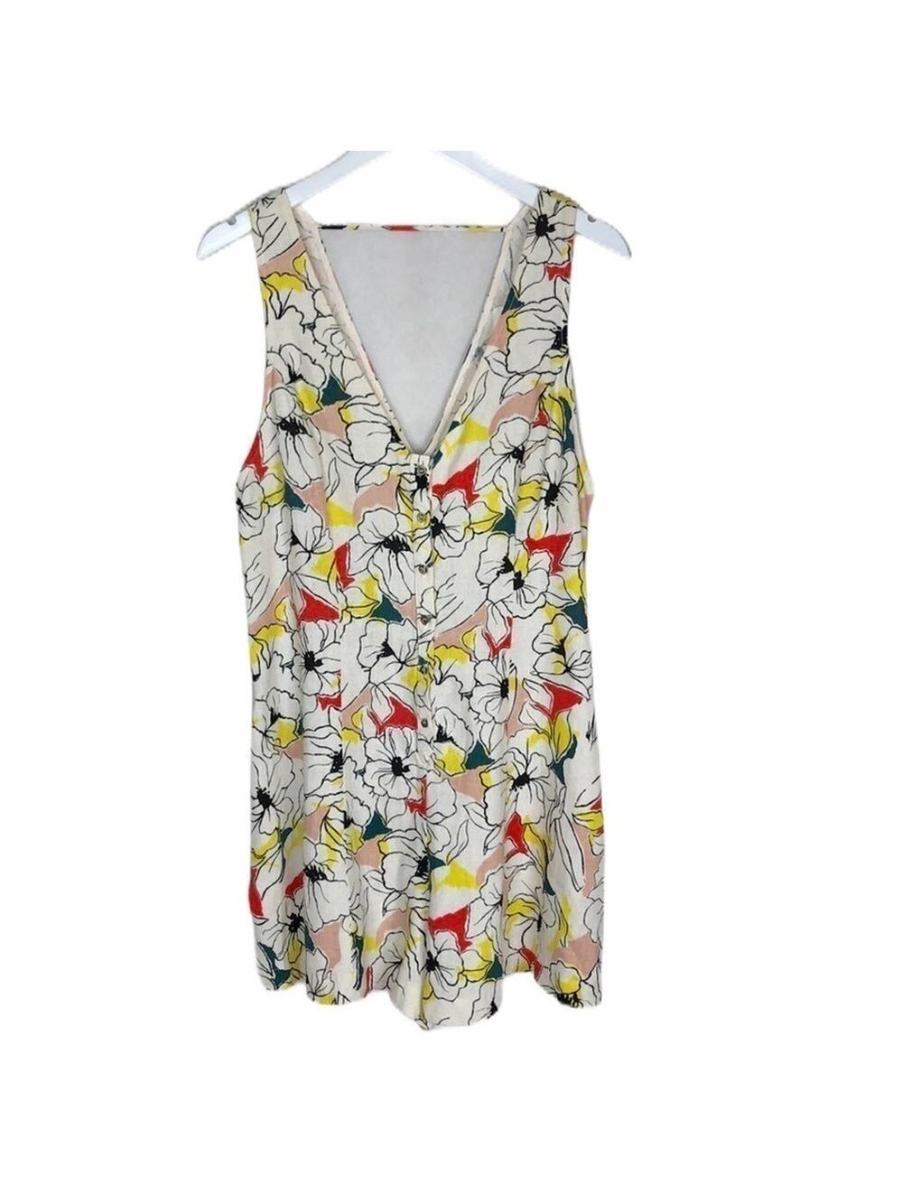 Avenu. Double Vee neck linen blend floral romper‎